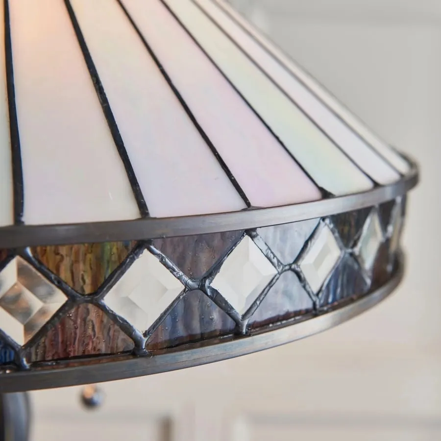 TF Fargo Geometric Glass Tiffany Lamp - Art Deco Table or Floor Light T643