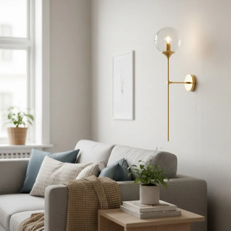 Beanaura Wall Lamp Nordic Glass Ball Metal Design – Modern Indoor Lighting for Living Room T1097