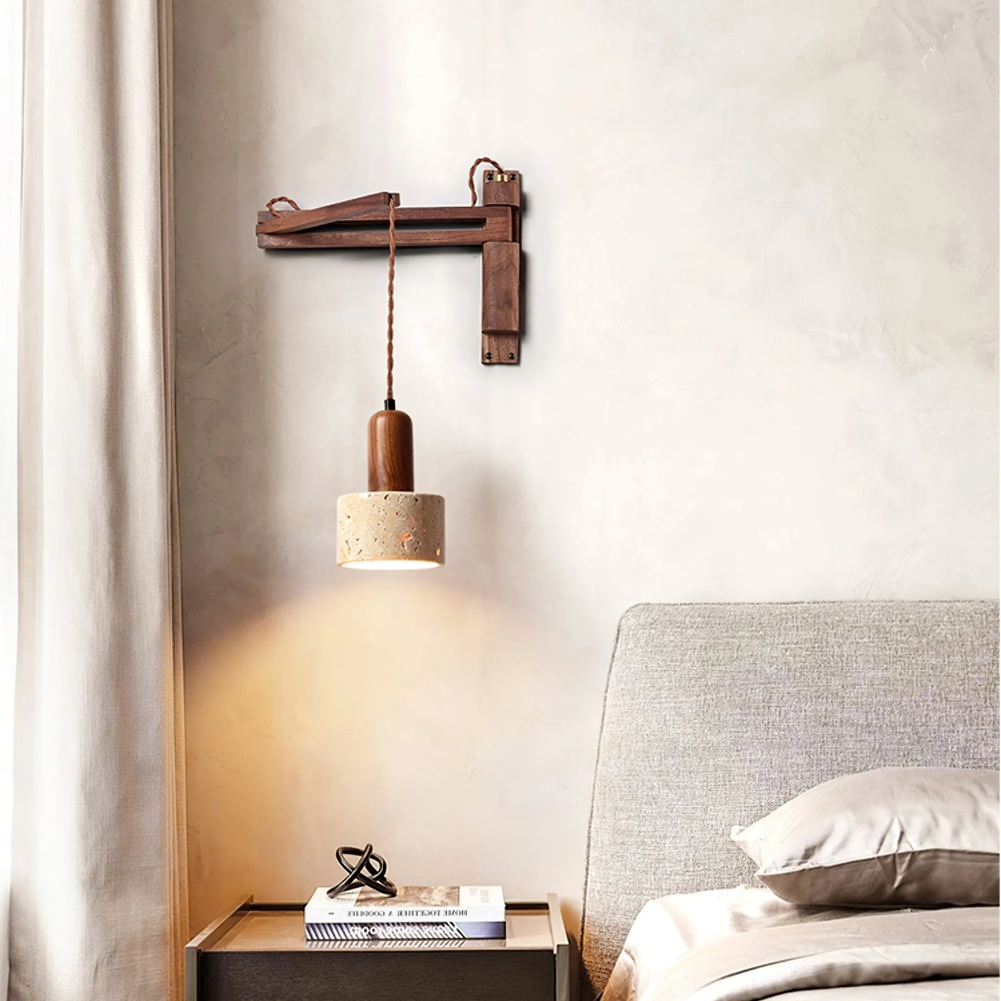 Adjustable Travertine Dome Wall Sconce T1606