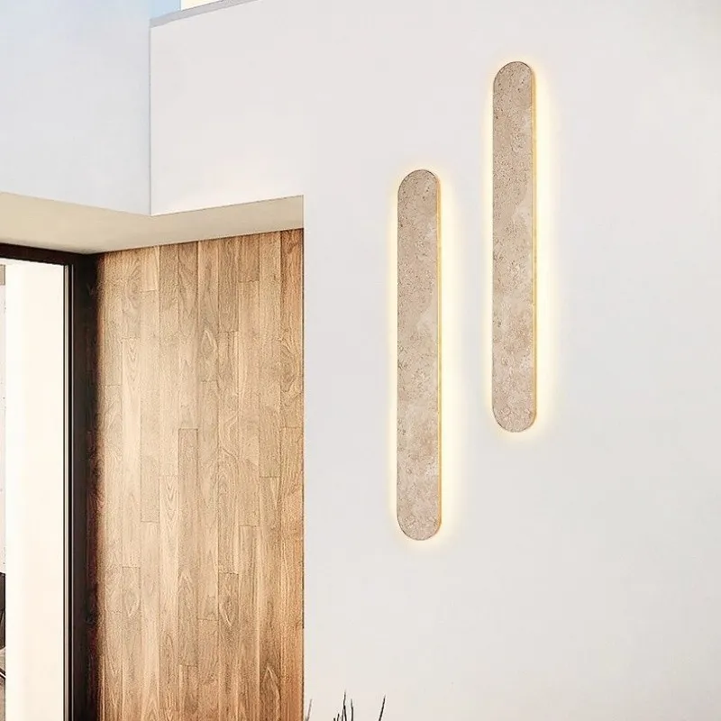 Waterproof LED Long Strip Travertine Wall Lamp - Japanese Style Minimalism S325