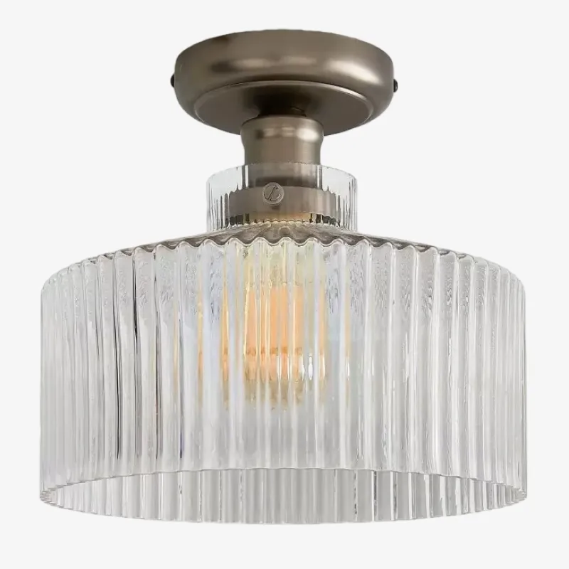 Deckenleuchte mit geriffeltem Glas – Industrie-Vintage für Flur U05 | Deckenleuchten