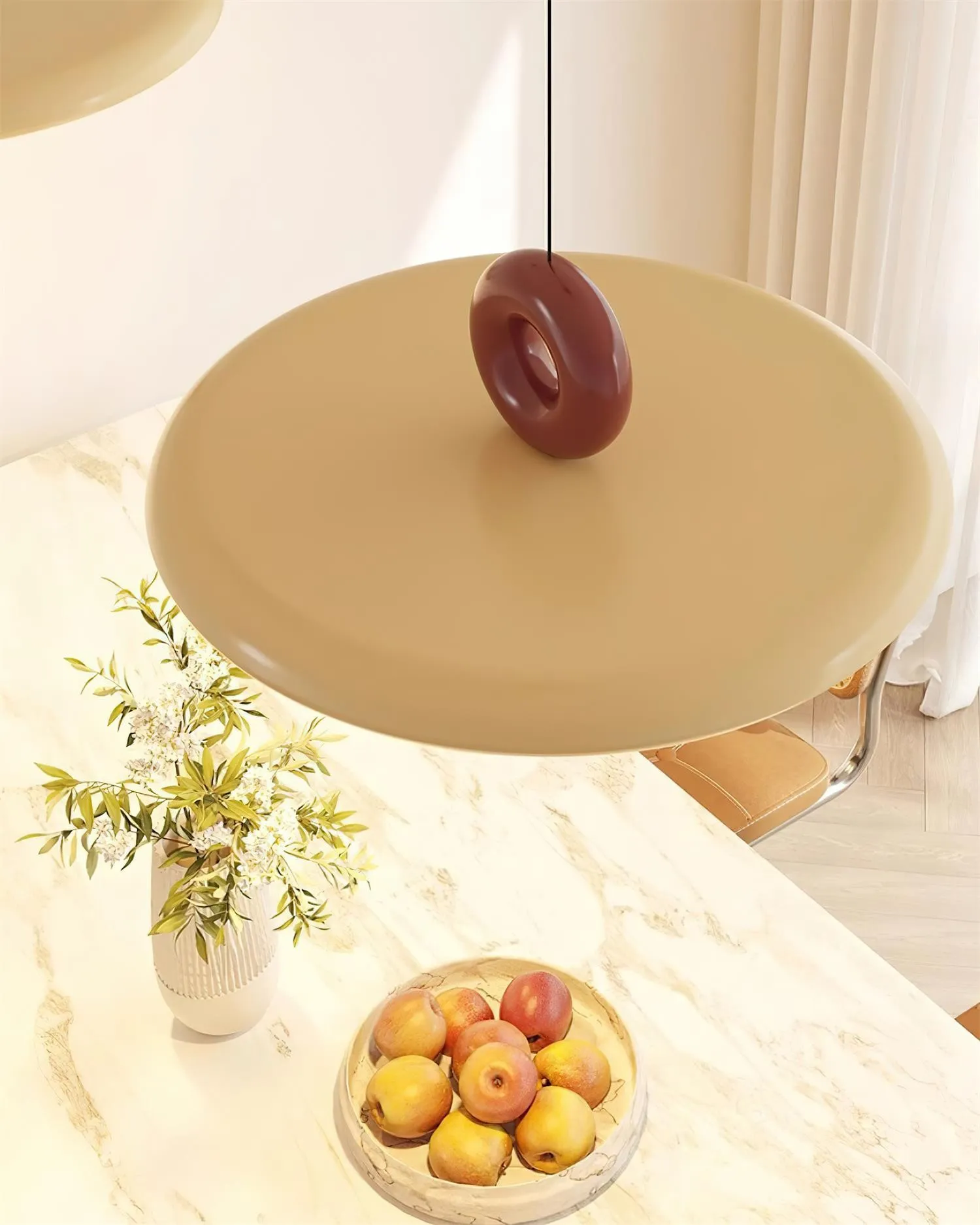 Cream Style Vertical Flying Saucer Pendant Lamp M167