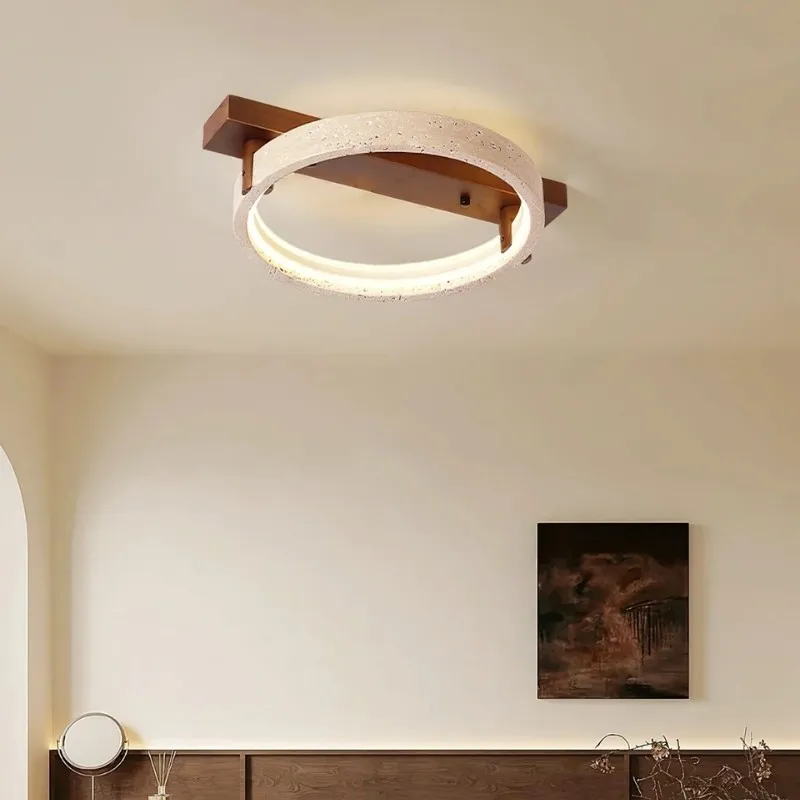Modern Ring Horizon Travertine Ceiling Lamp for Living Room S300