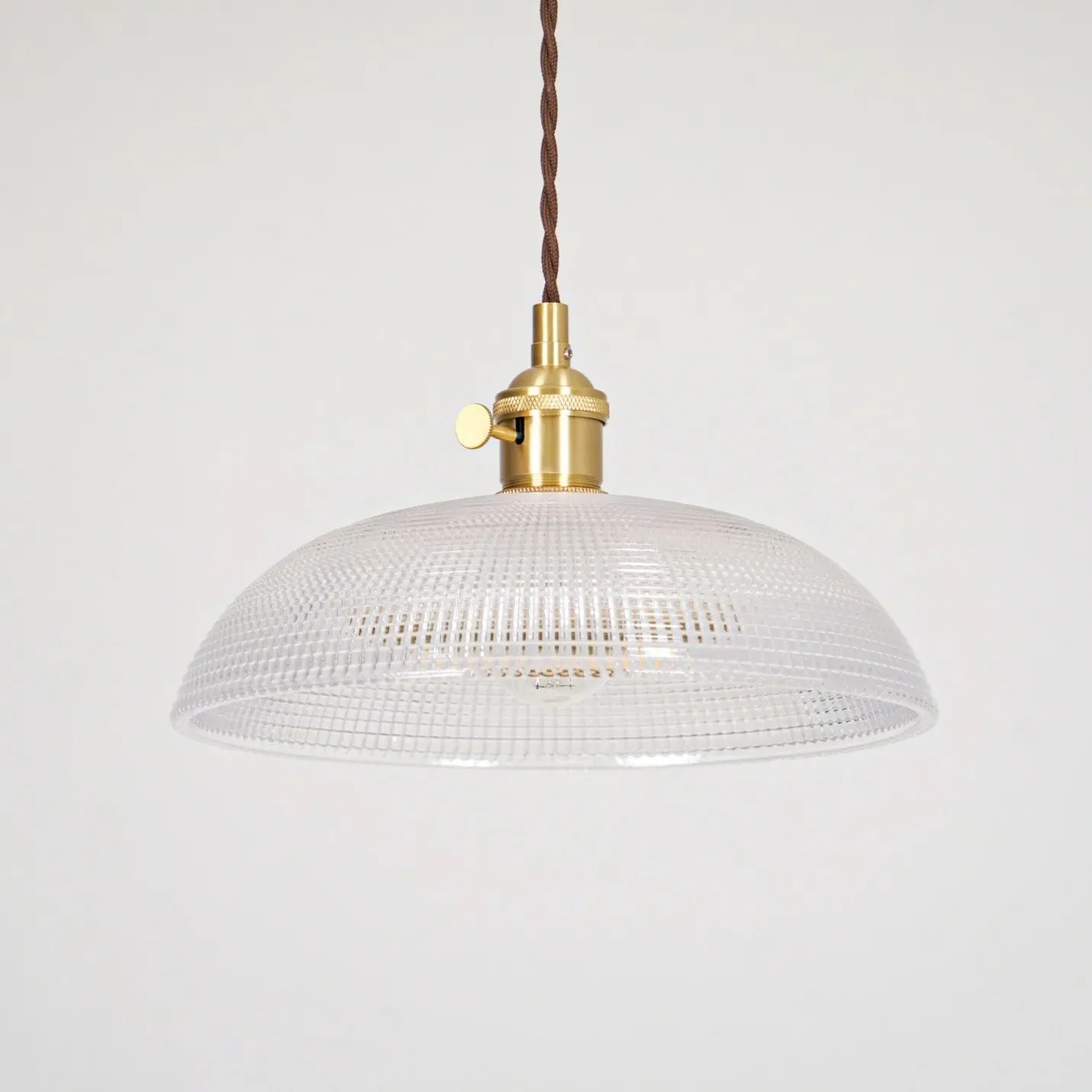 Modern Spiral Pendant Light – Textured Ribbed Glass Shade S225