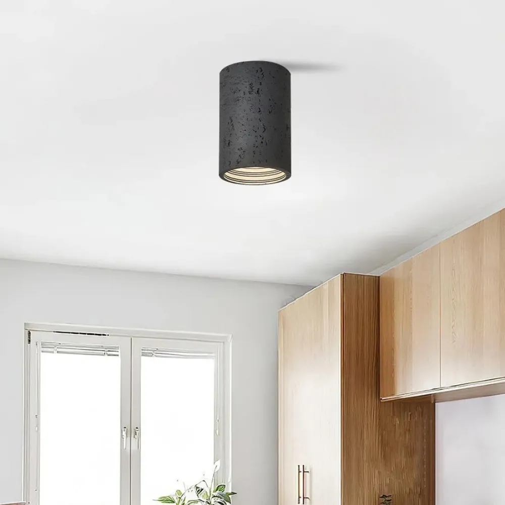 Cylindrical Ceiling Light - Modern Travertine Living Room M72
