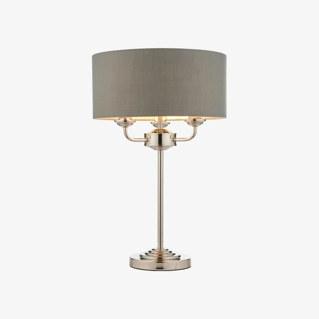 Tela 1‑Light and 3‑Light Table Lamp - Modern Linen & Metal for Bedside or Living Room T847
