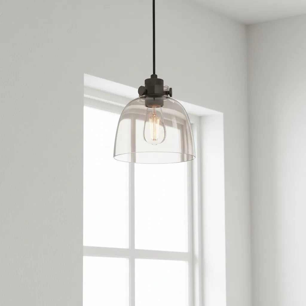 Readium Tinted Glass Pendant Light - Minimalist Dome Shade Adjustable for Kitchen Island and Dining Room T879