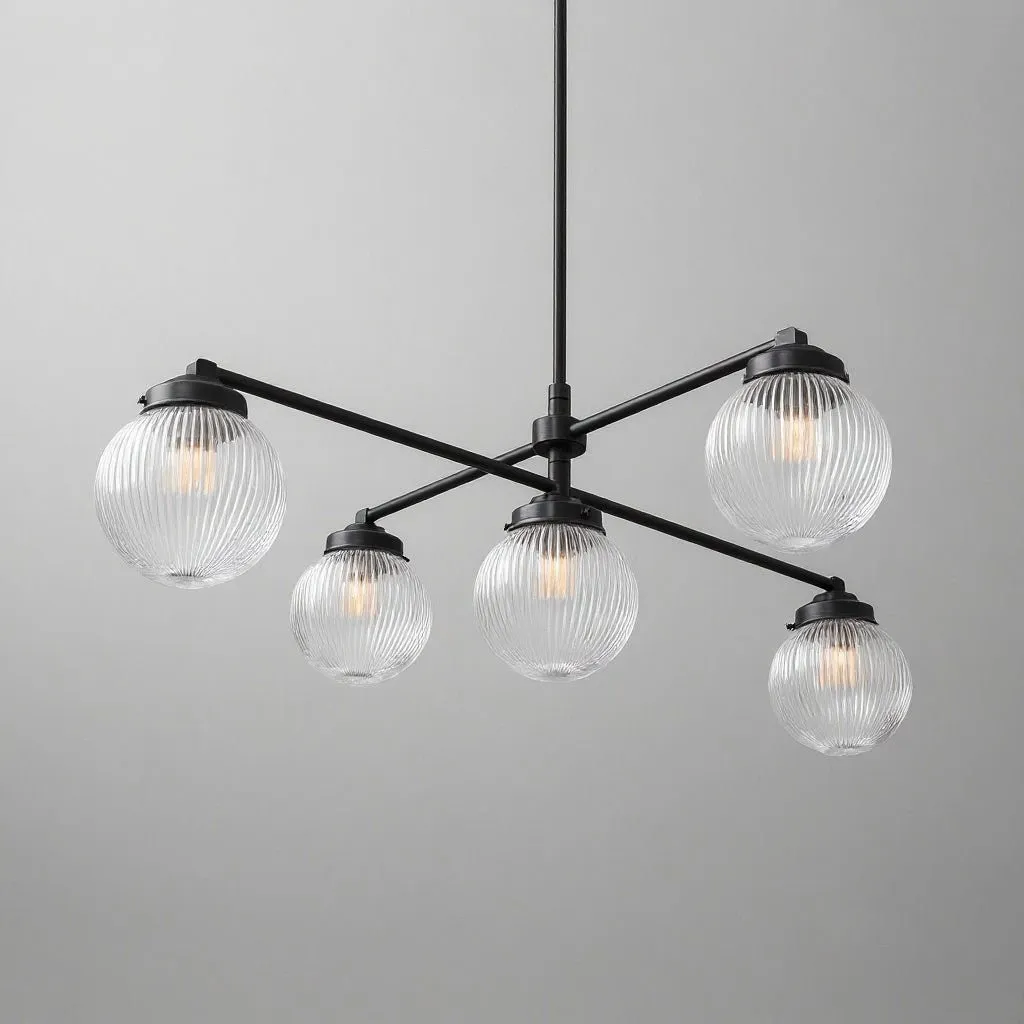 Glorica Glass Frosted Glass Globe Chandelier - Brass Modern Lighting for Living Room T379