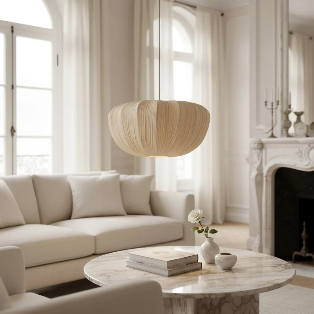 Linbron Soft Linen Shade Pendant - Elegant Light for Living T477