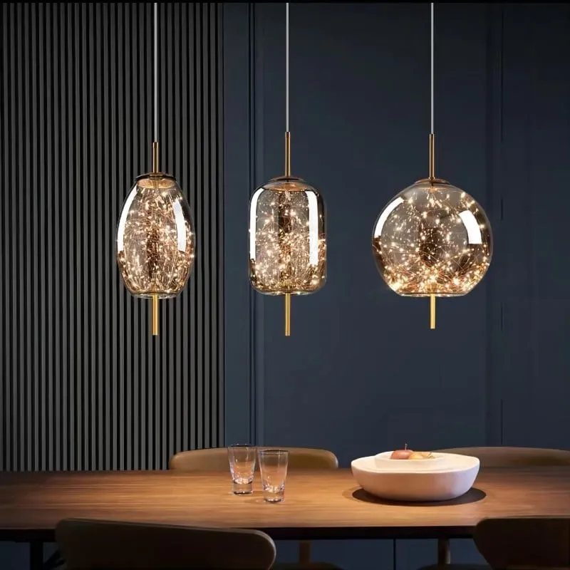Scandinavian Cylinder Oval Glass Pendant Light M63