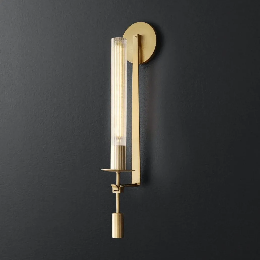 Ribbed Glass Wall Lamp with Slim Metal Base – Classic Meets Modern S229