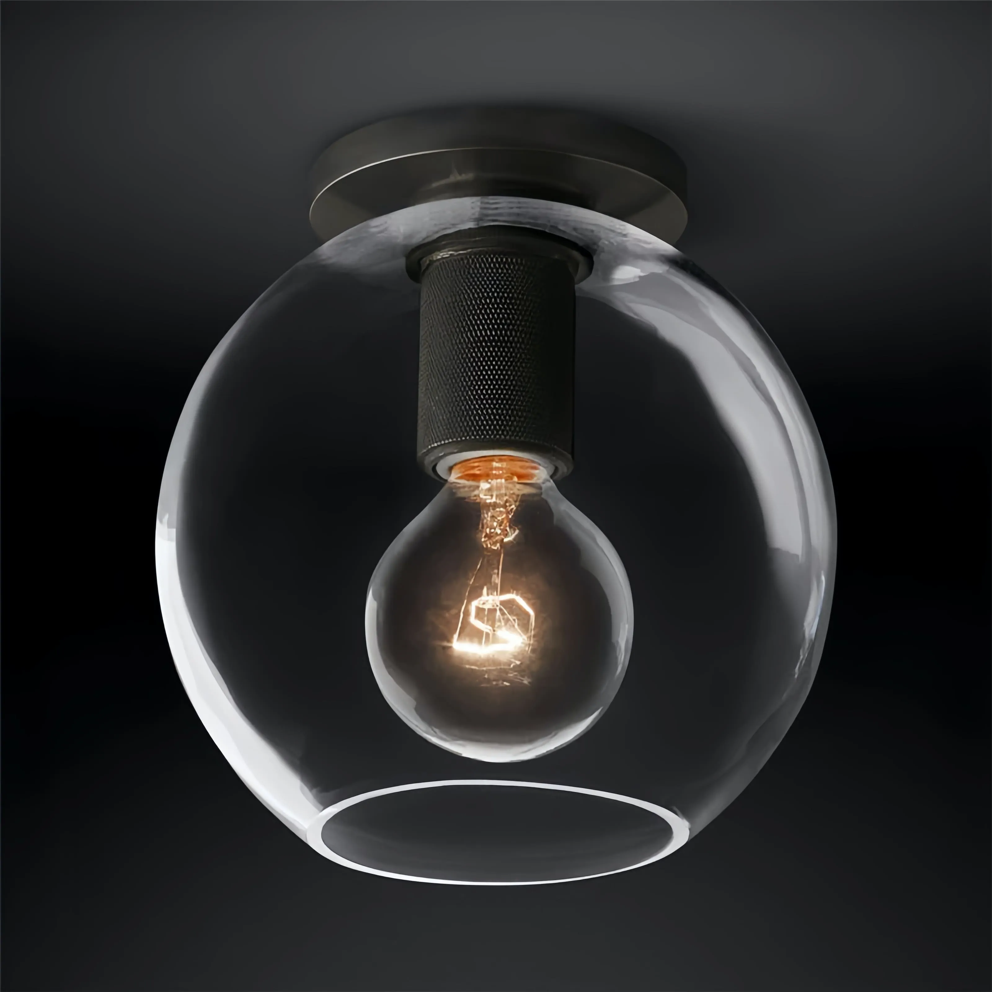 Versatile Flush Mount Light – Modern Glass & Open Bulb Design S232