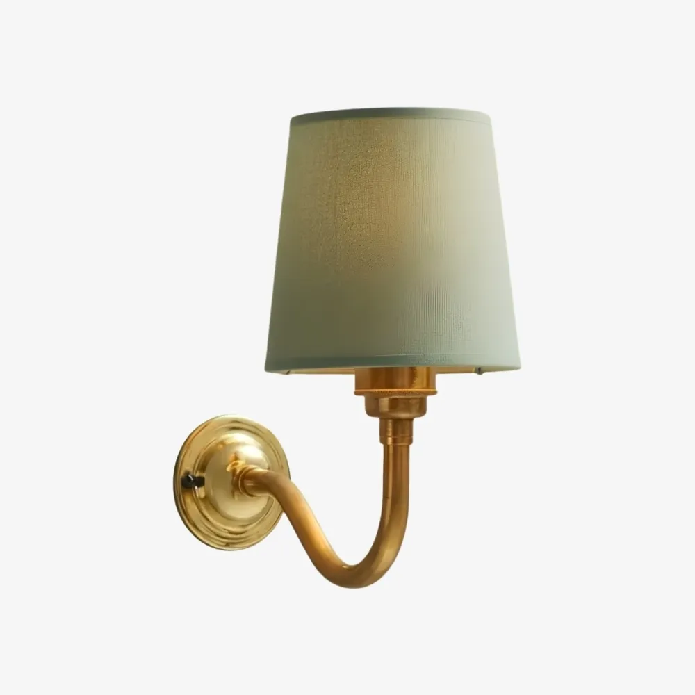 Cottaloy Vintage Fabric Curved Arm Wall Lamp for Living Room or Bedroom T2249