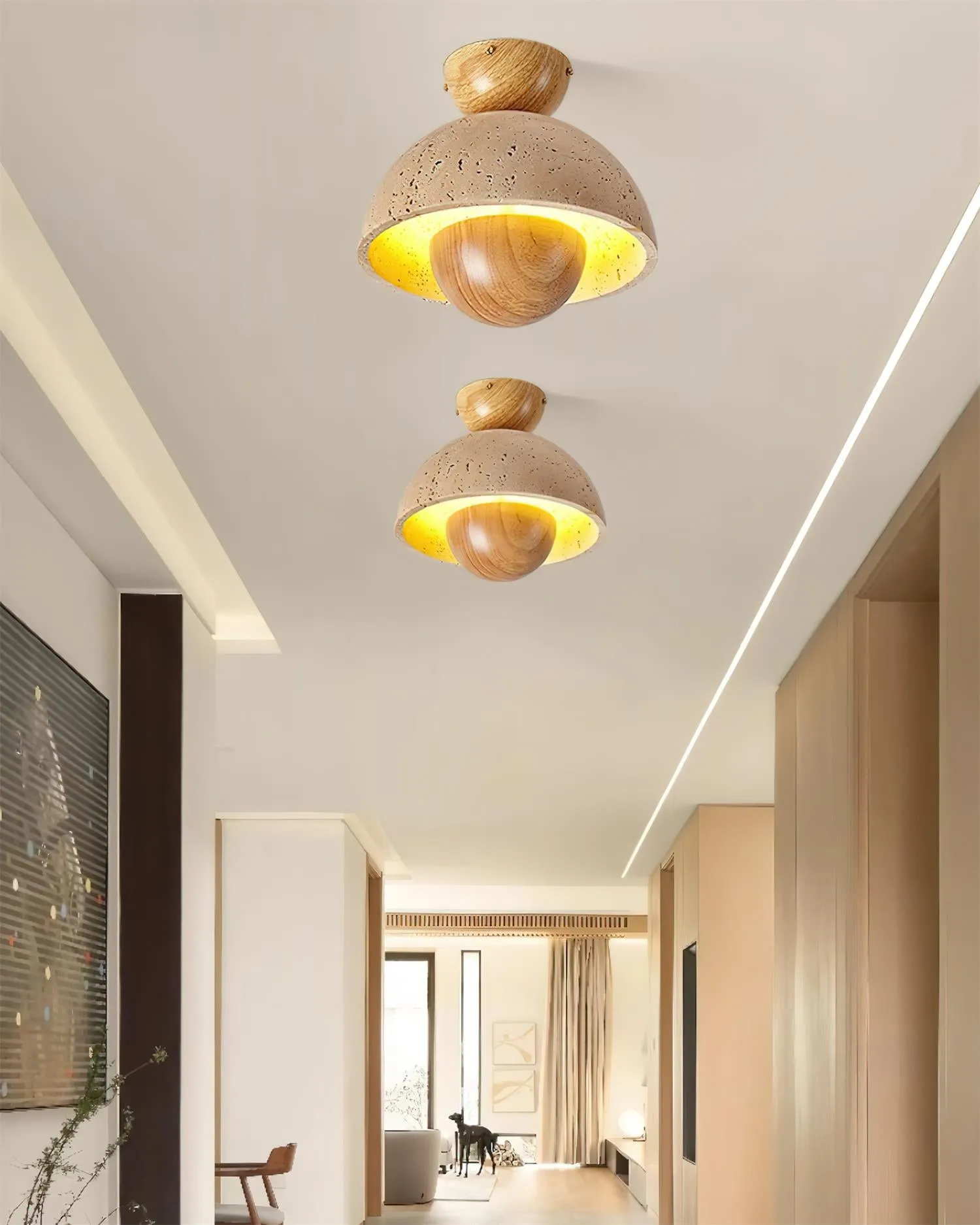 Japanese Wooden Inverted Ceiling Light M88