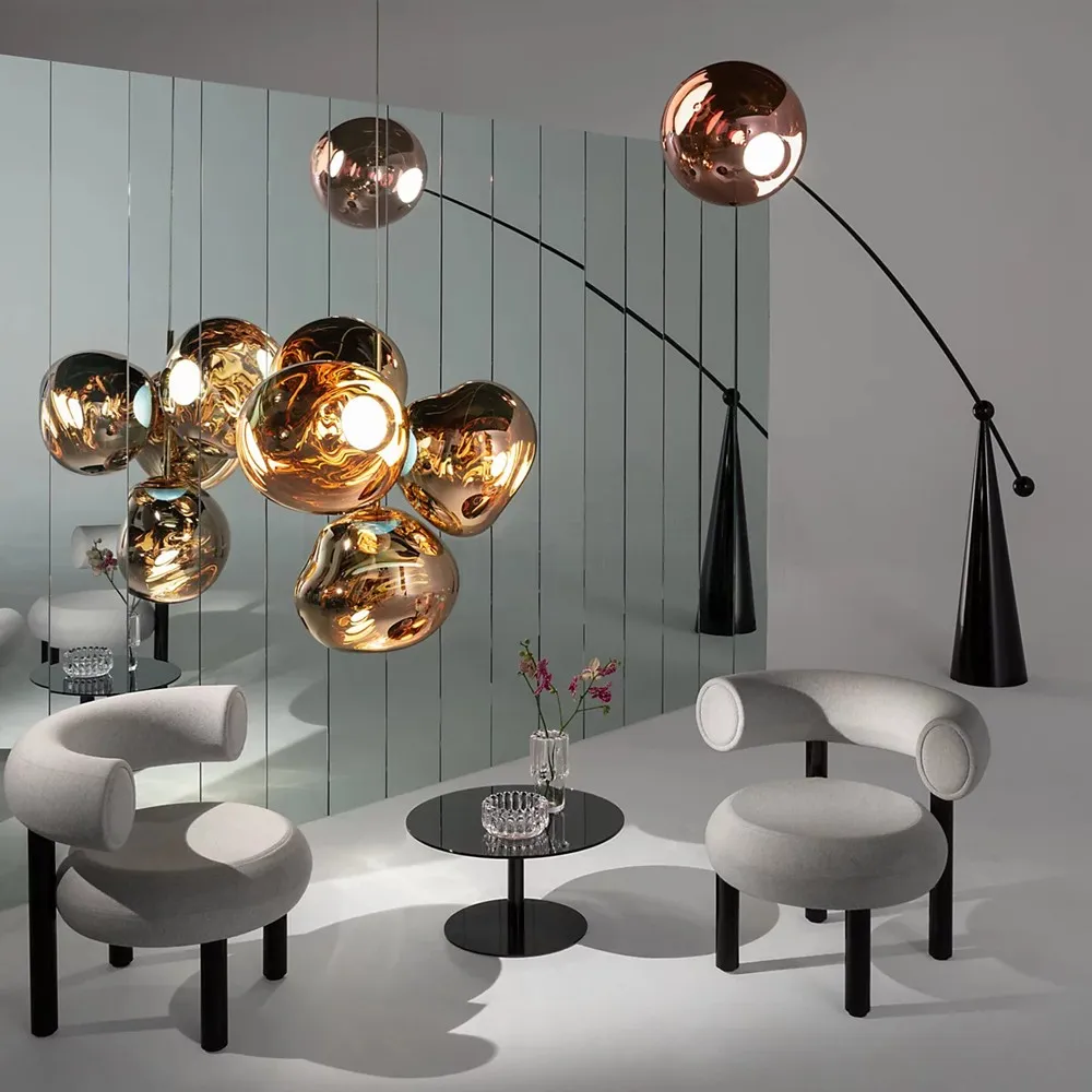 Glass Dynamic Pendant Light - Artistic Metallic Glow Pendant for Dining Area S54