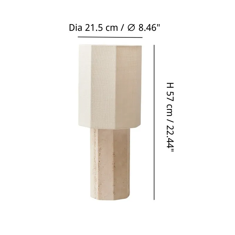 Octagonal Travertine Stone Table Lamp G66