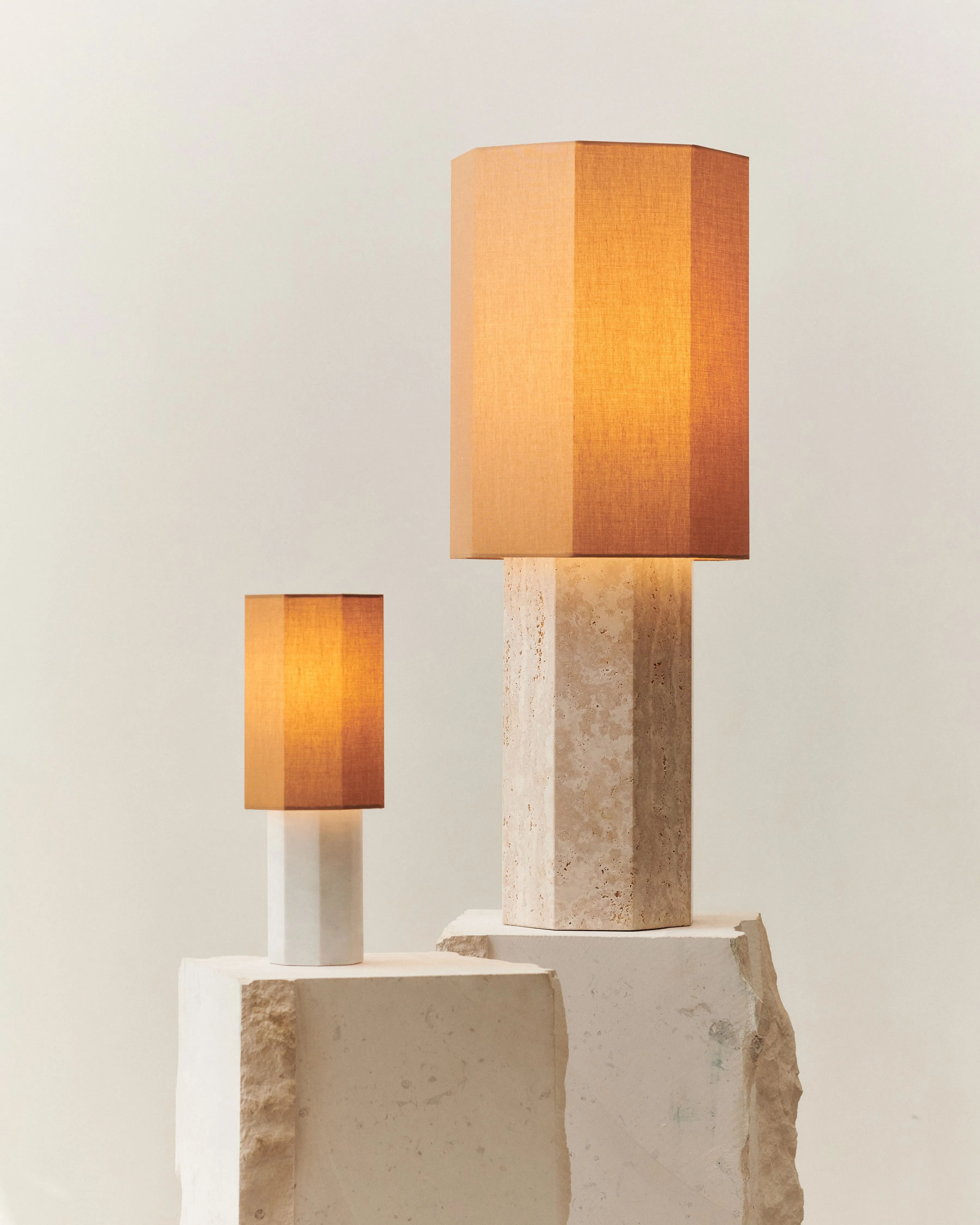 Octagonal Travertine Stone Table Lamp G66