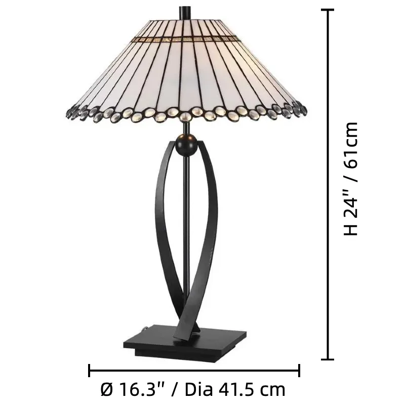 TF Allanton Tapered Table Lamp - Vintage Geometric Glass for Bedside and Study T854