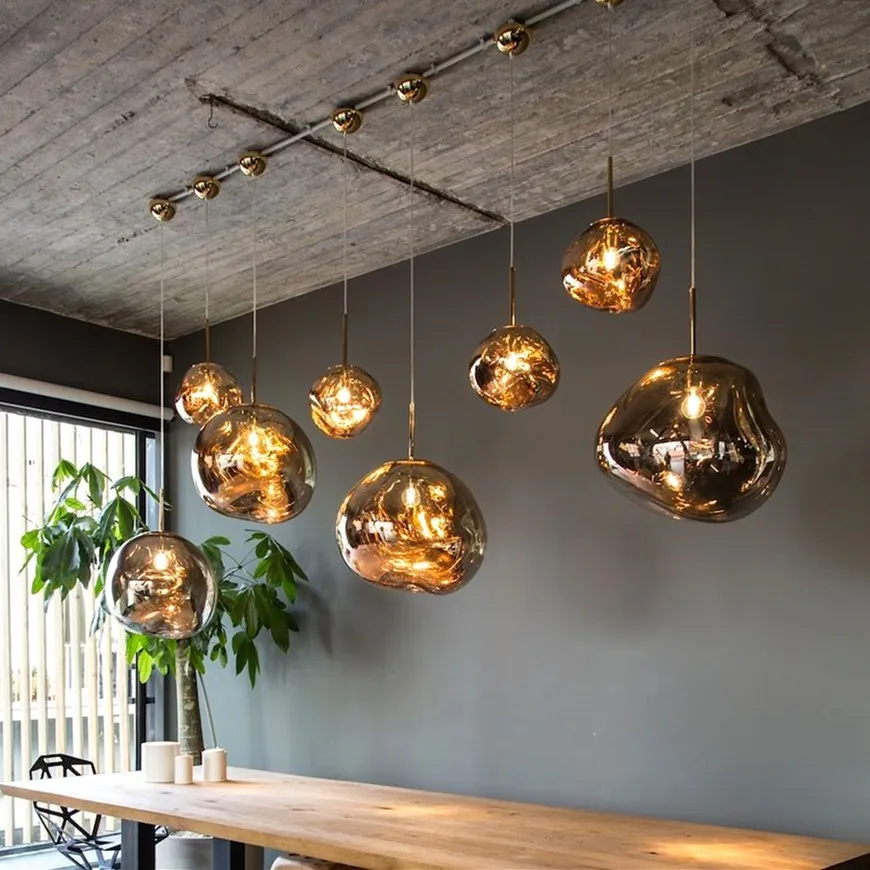 Glass Dynamic Pendant Light - Artistic Metallic Glow Pendant for Dining Area S54
