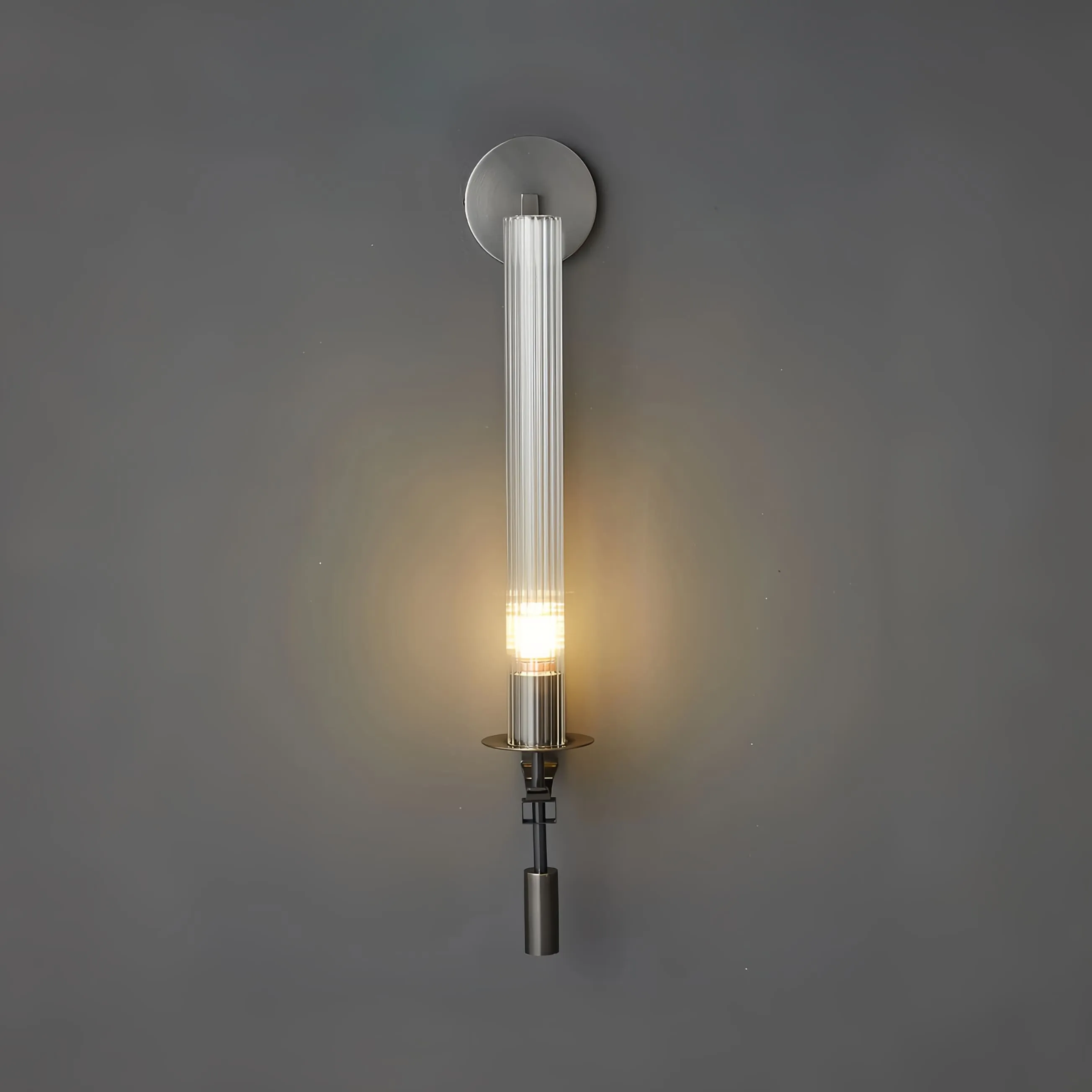 Ribbed Glass Wall Lamp with Slim Metal Base – Classic Meets Modern S229