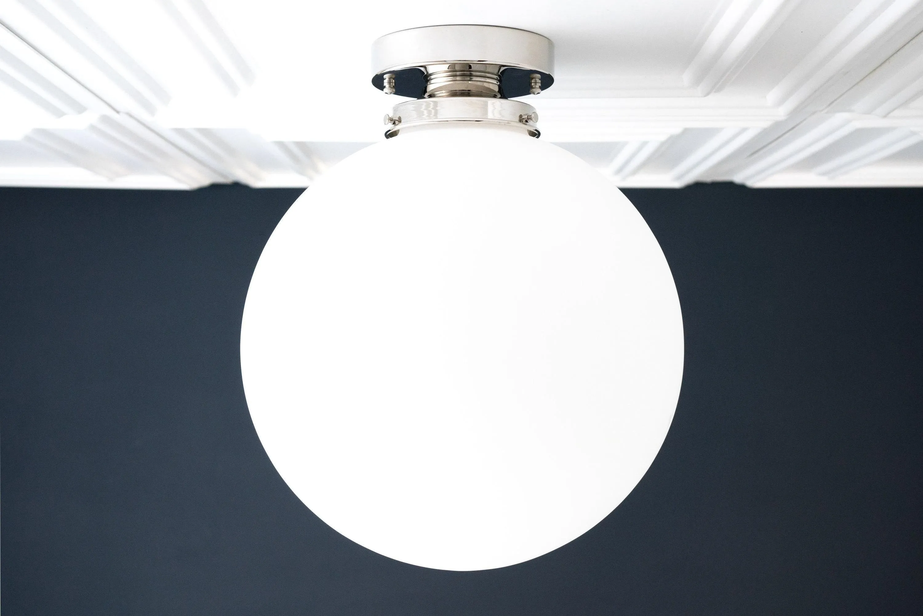 Glorica Glass 12 Inch Globe Ceiling Light - Frosted Glass Art Deco Pendant And Flush Mount T362