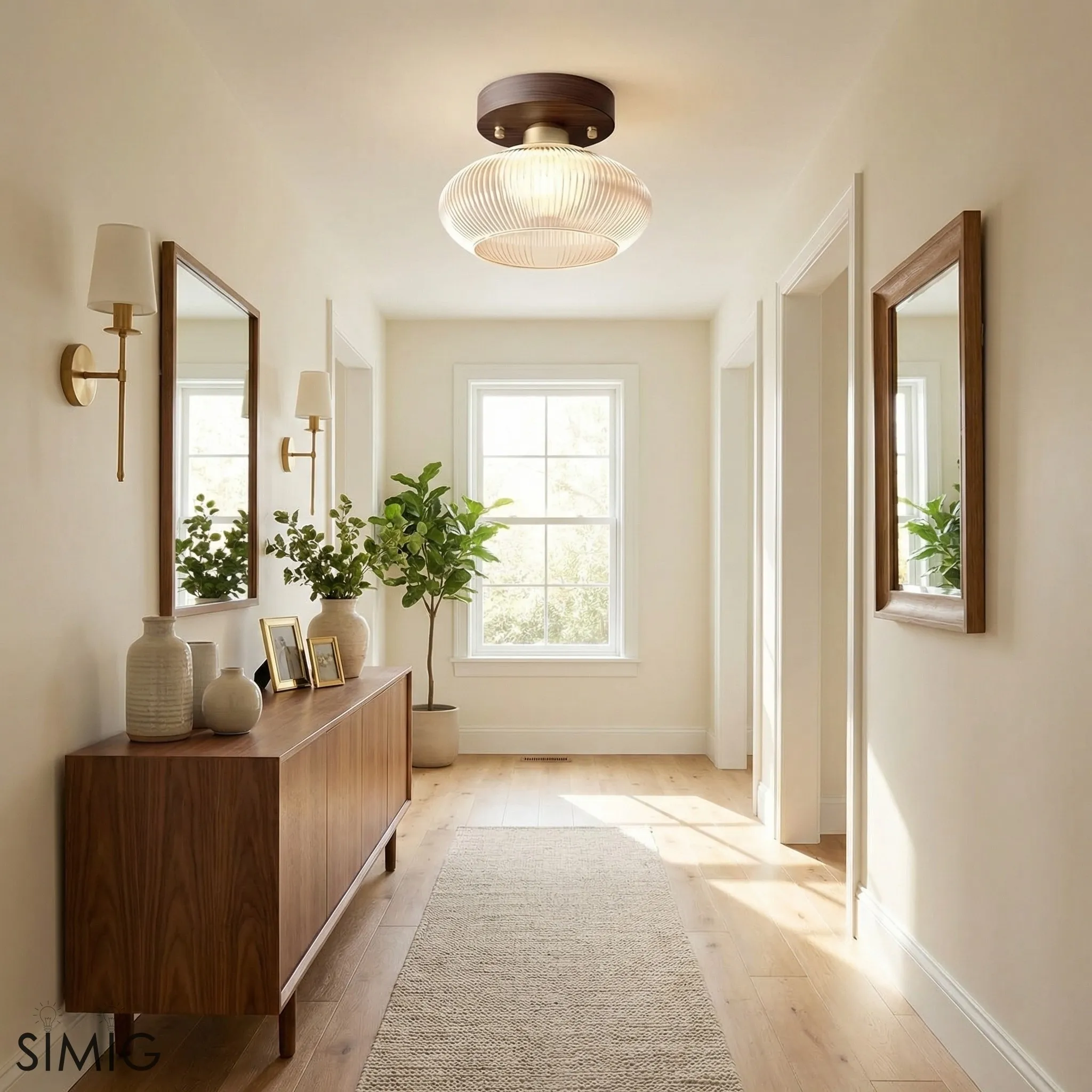 Soliro Soft Rounded Glass Dome Ceiling Light - Contemporary Flush Mount for Hallway and Bedroom T1088