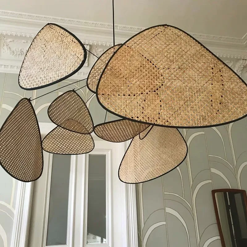 Screen Cannage Pendant Light - Woven Rattan Design for Living Room