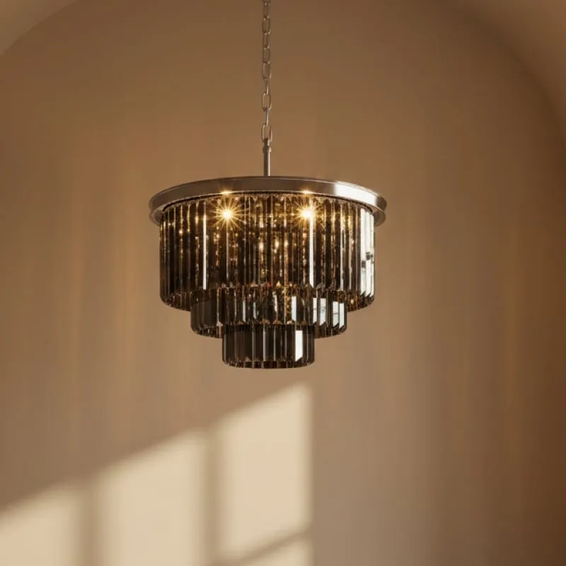 Aurevon Crystal Prism Metal Frame Modern Ceiling Chandelier for Home and Hotel T494