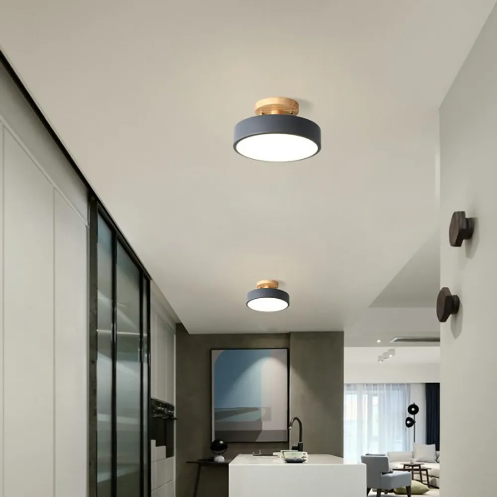 Nordic Macaroon Wooden Round Ceiling Lamp S90
