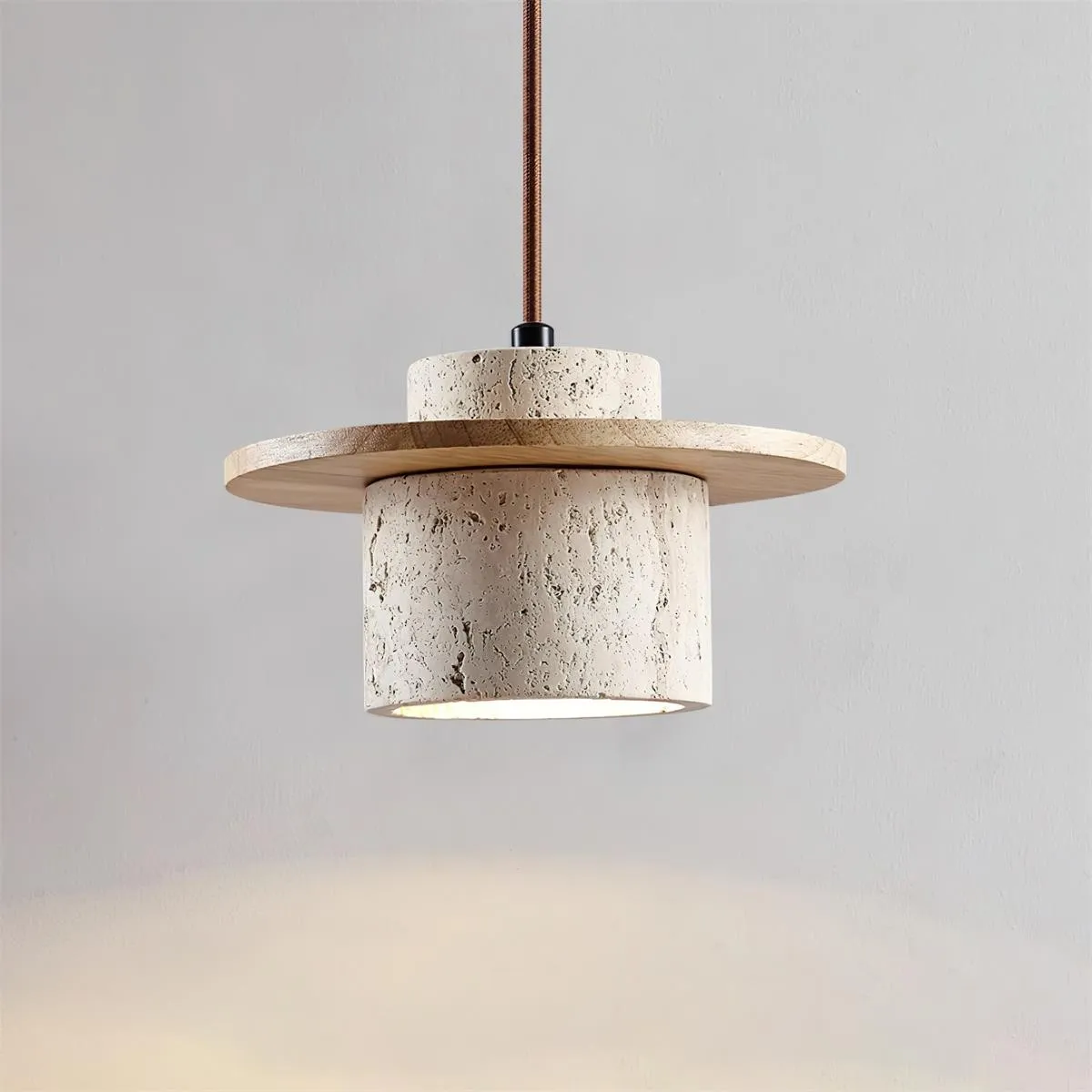 Elegant Textured Cylindra Stone Pendant Lamp G11