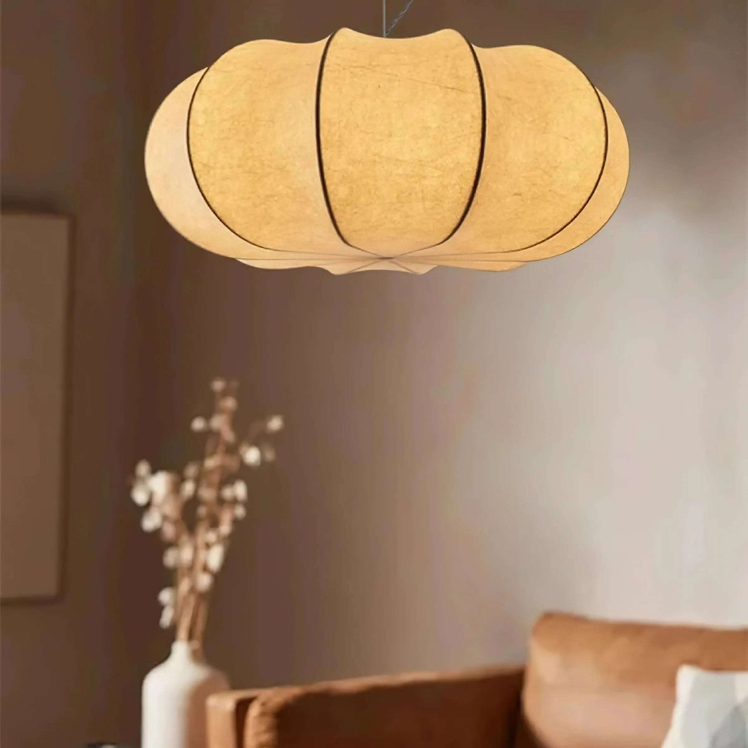 Modern Creative Flat Round Silk Pendant Lamp M25