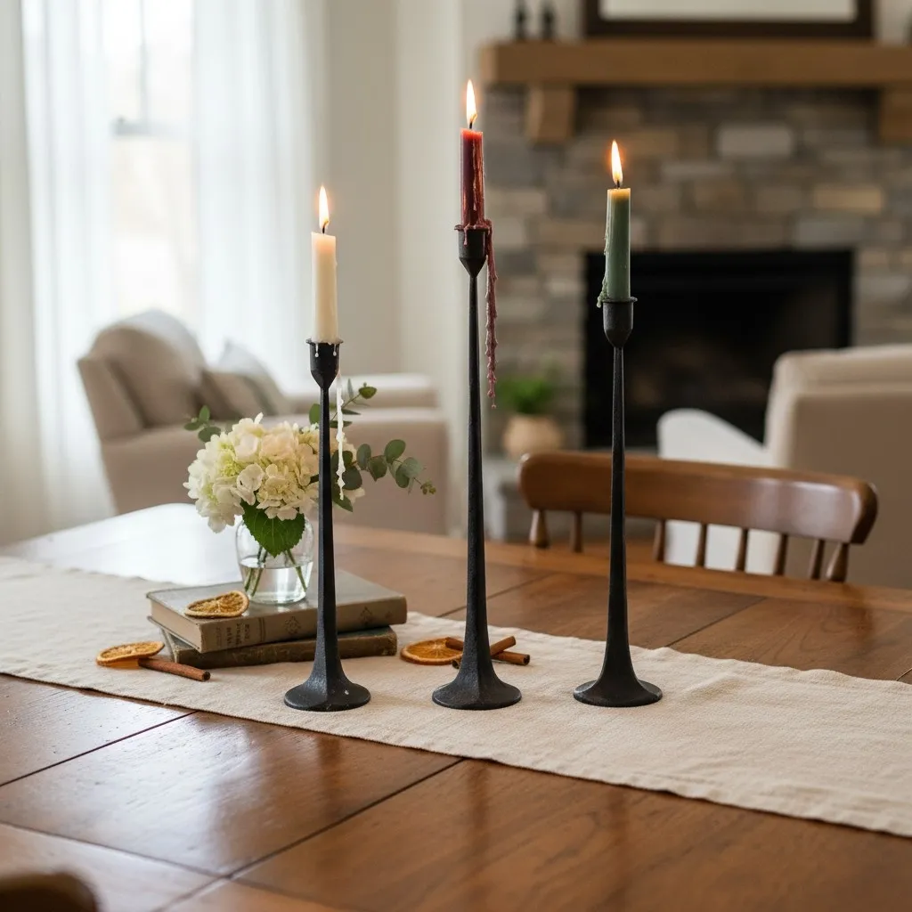 Tegna Tall Minimalist Taper Candle Holders - Modern Dining Table Decor T1190