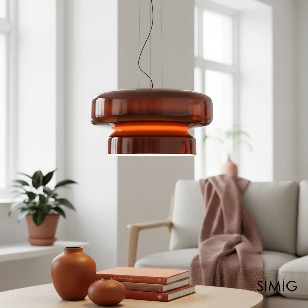 Minimalist Pendant Light - Bohemian Glass and Metal for Dining Room M388