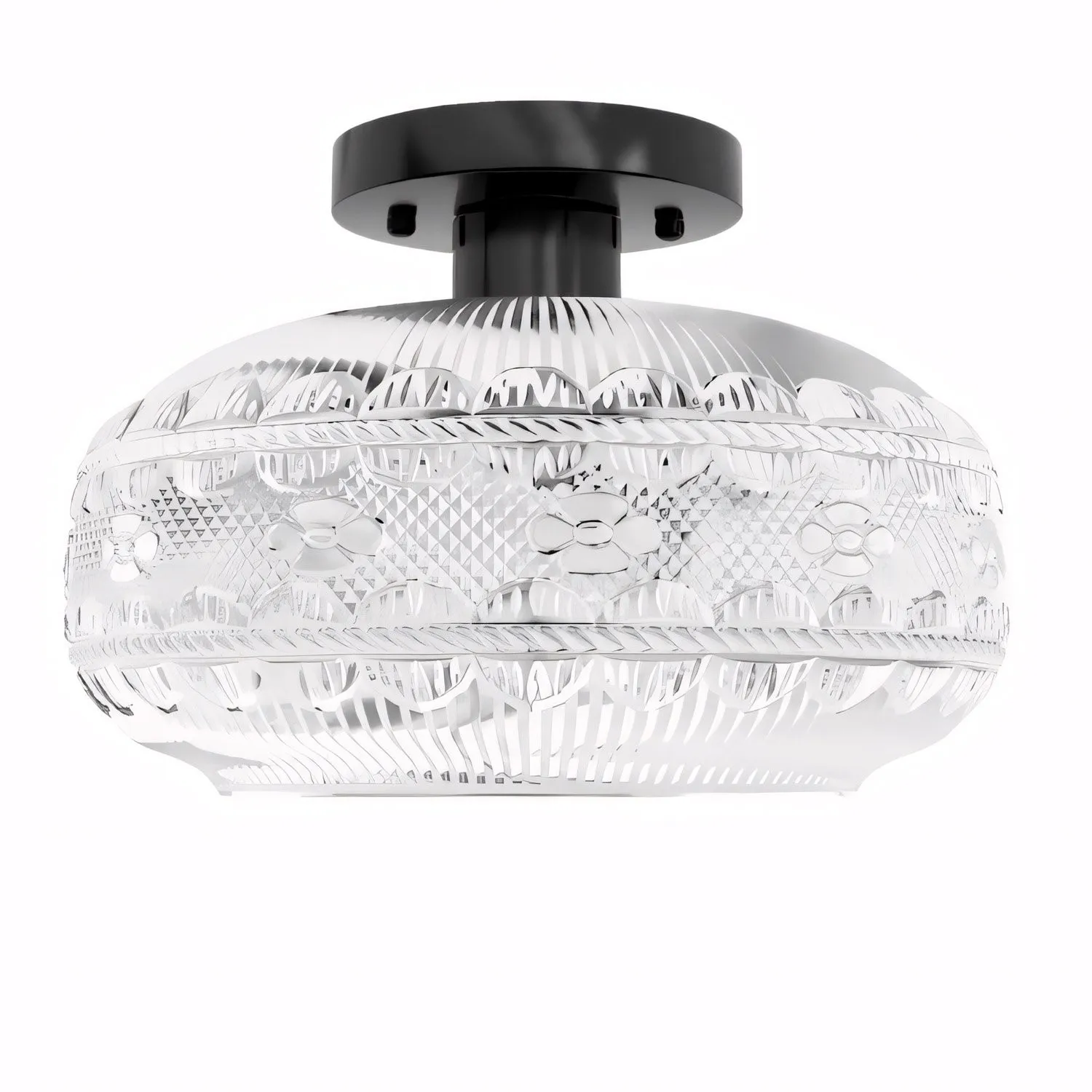 Retro Pattern Glass Semi-recessed Ceiling Lamp S203