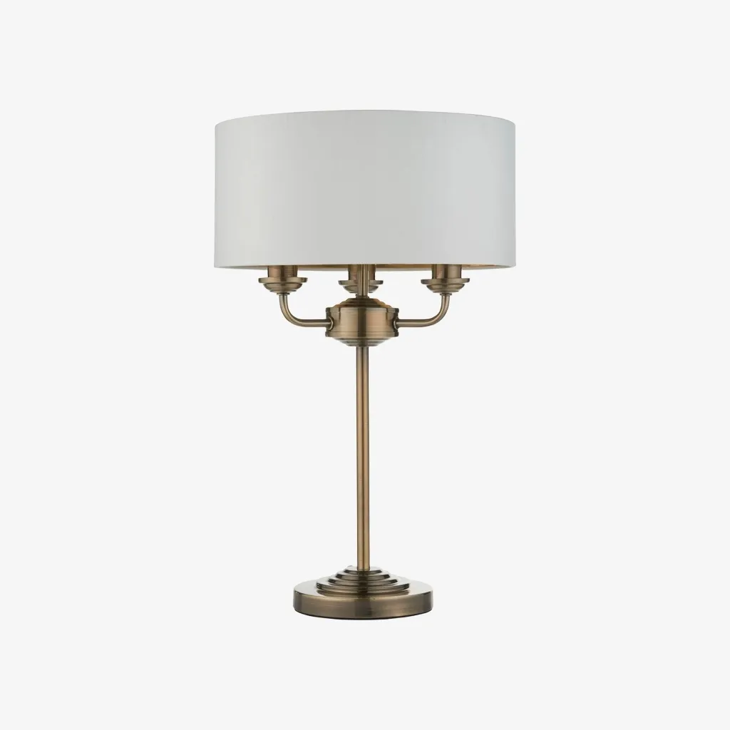 Tela 1‑Light and 3‑Light Table Lamp - Modern Linen & Metal for Bedside or Living Room T847