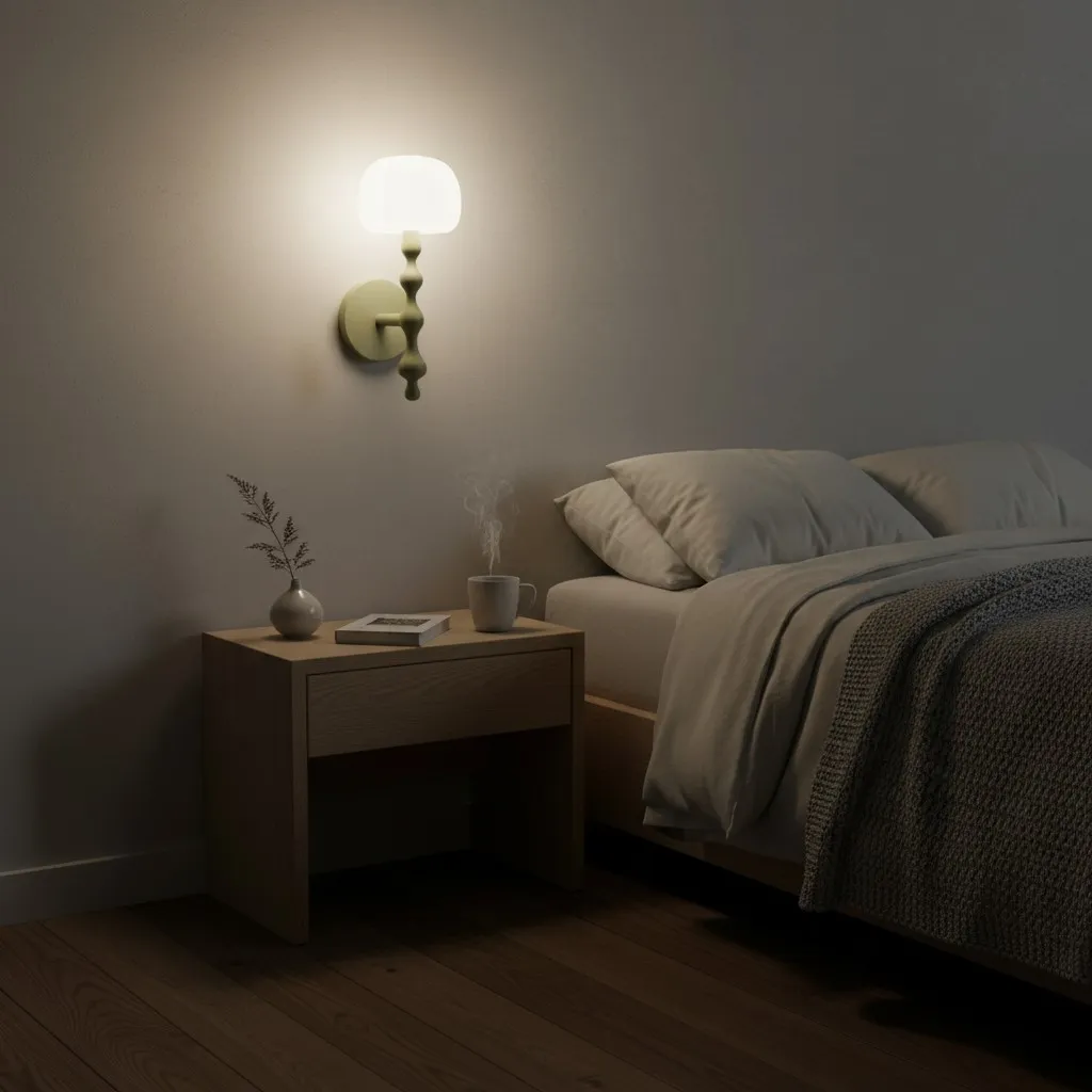 Savara Modern Curved Base Wall Light - Soft Diffused Fabric Shade for Hallways and Living Rooms T723
