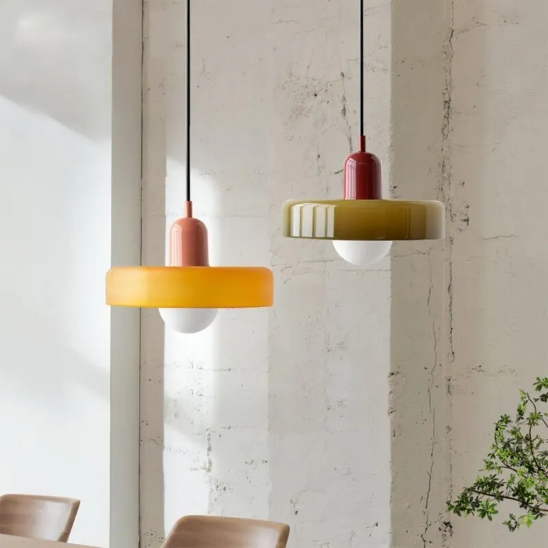 Morandi Glass Disc Orb Pendant Lamp S09
