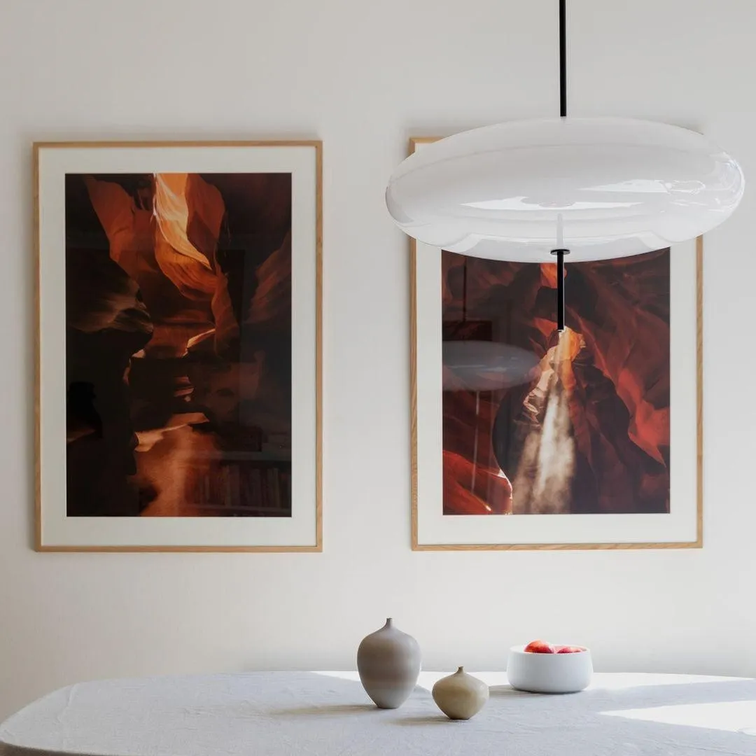 Modern Oval Pendant Light – Metal and Acrylic Pendant Lamp for Living Room