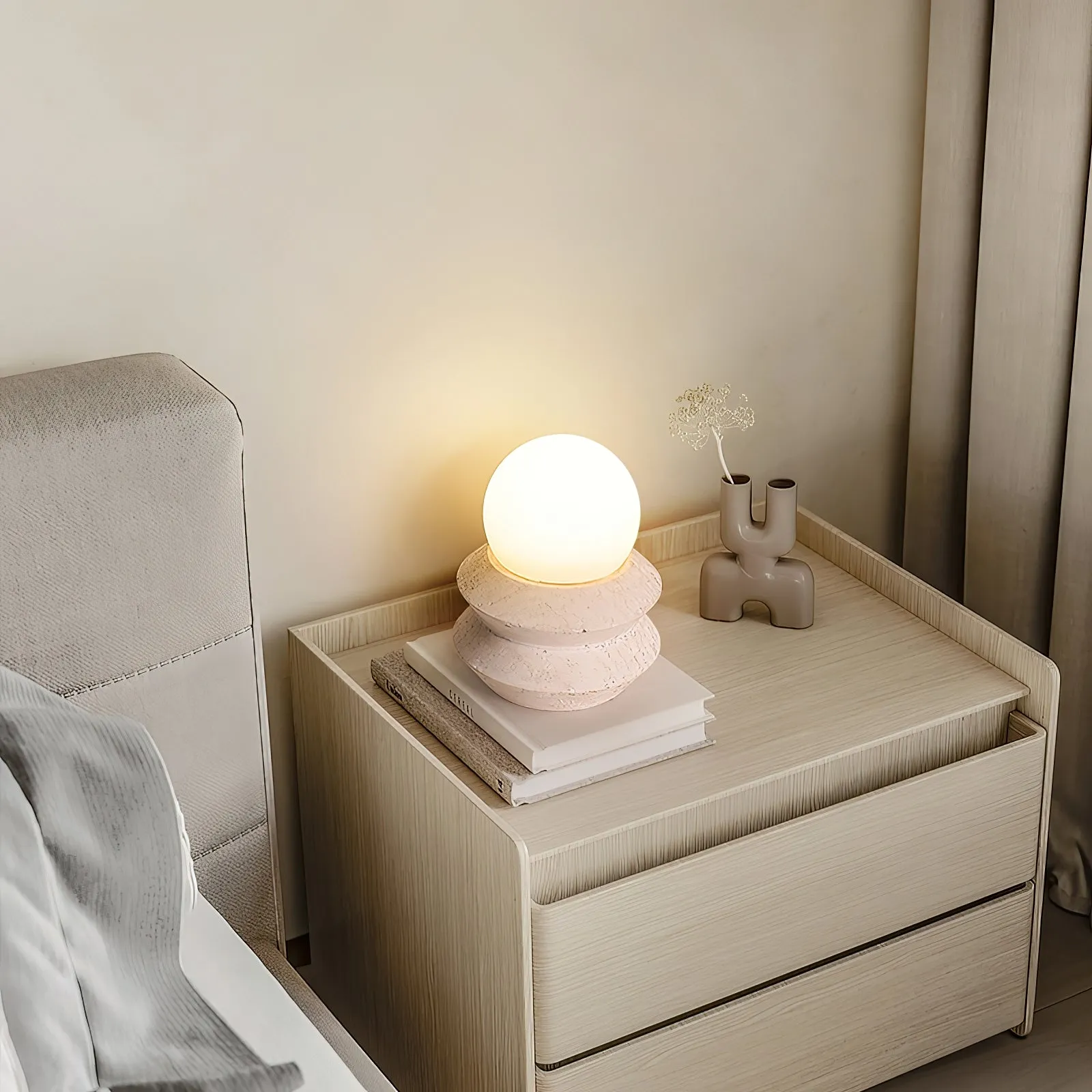 Fin Travertine Table Lamp (Built-in Battery) T1884