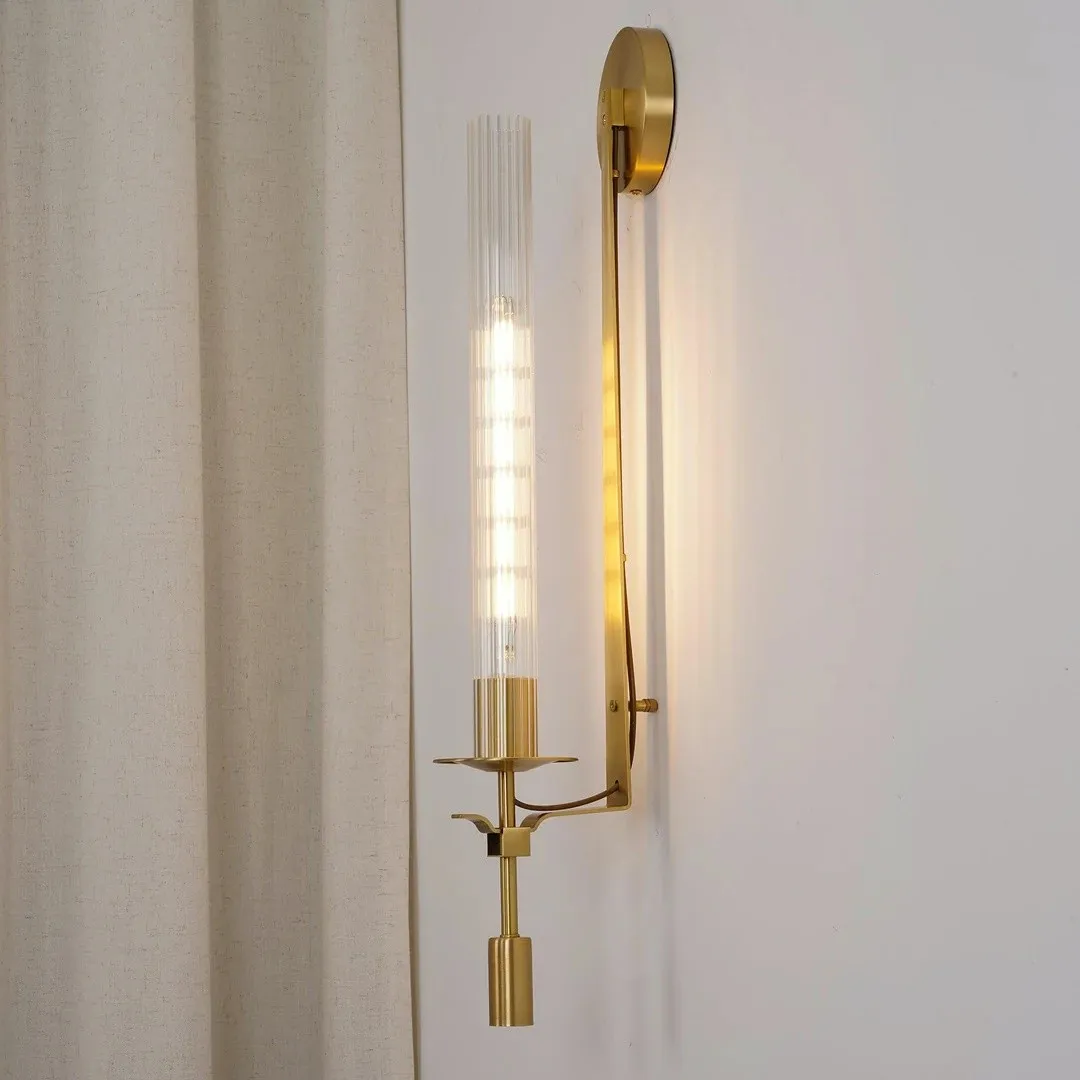 Ribbed Glass Wall Lamp with Slim Metal Base – Classic Meets Modern S229
