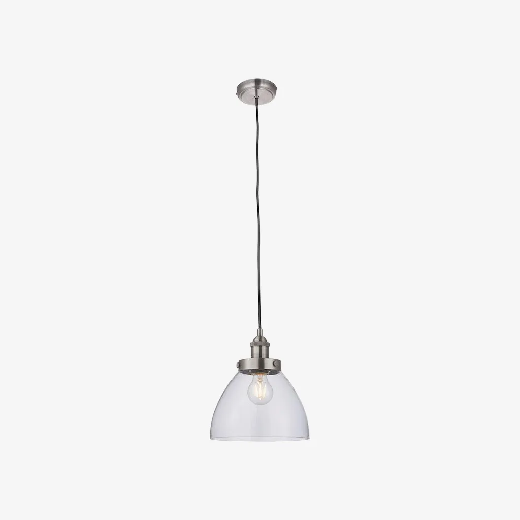 Novera Art Deco Dome Adjustable Height Glass Shade Pendant Light for Living Room T1008