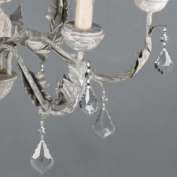 Wooden Iron Vintage Crystal Chandelier