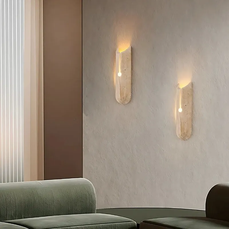 Cylindrical Y-Shaped Travertine Wall Lamp - Warm LED Light for Modern Homes S321