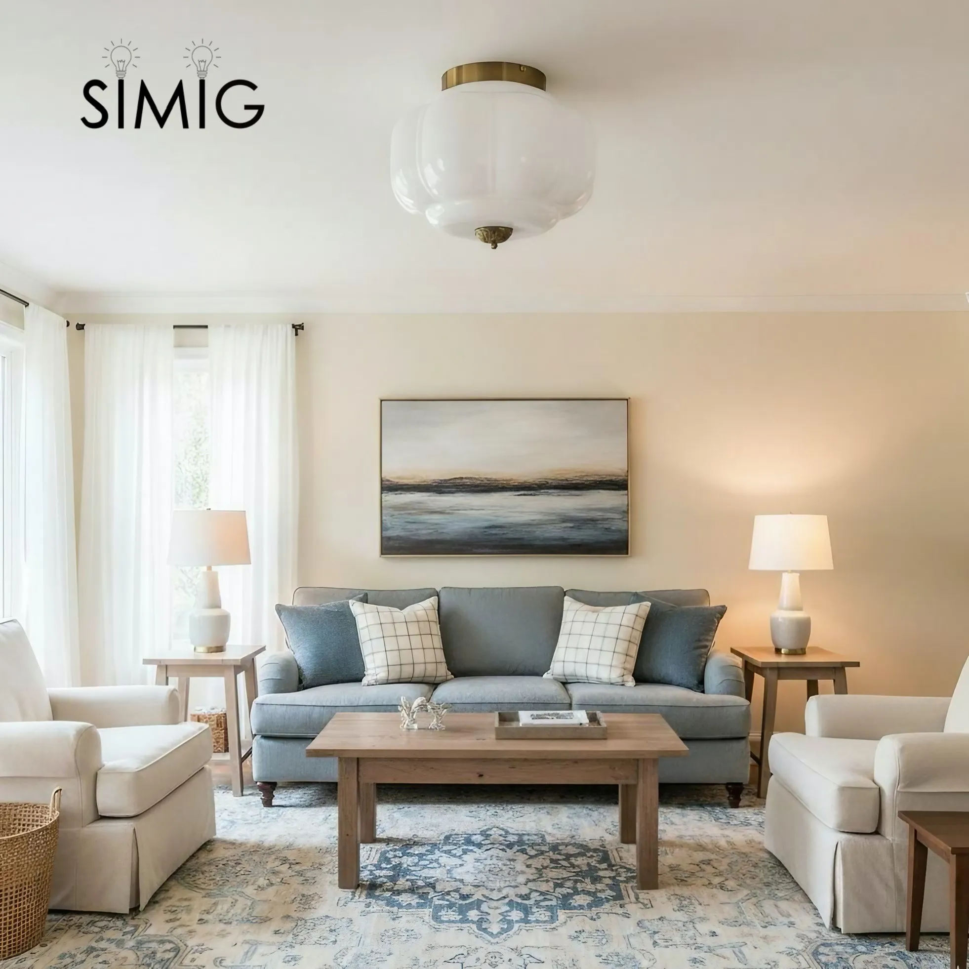 Eloise Ceiling Light - Elegant Retro Brass Ceiling Light for Living Room G55