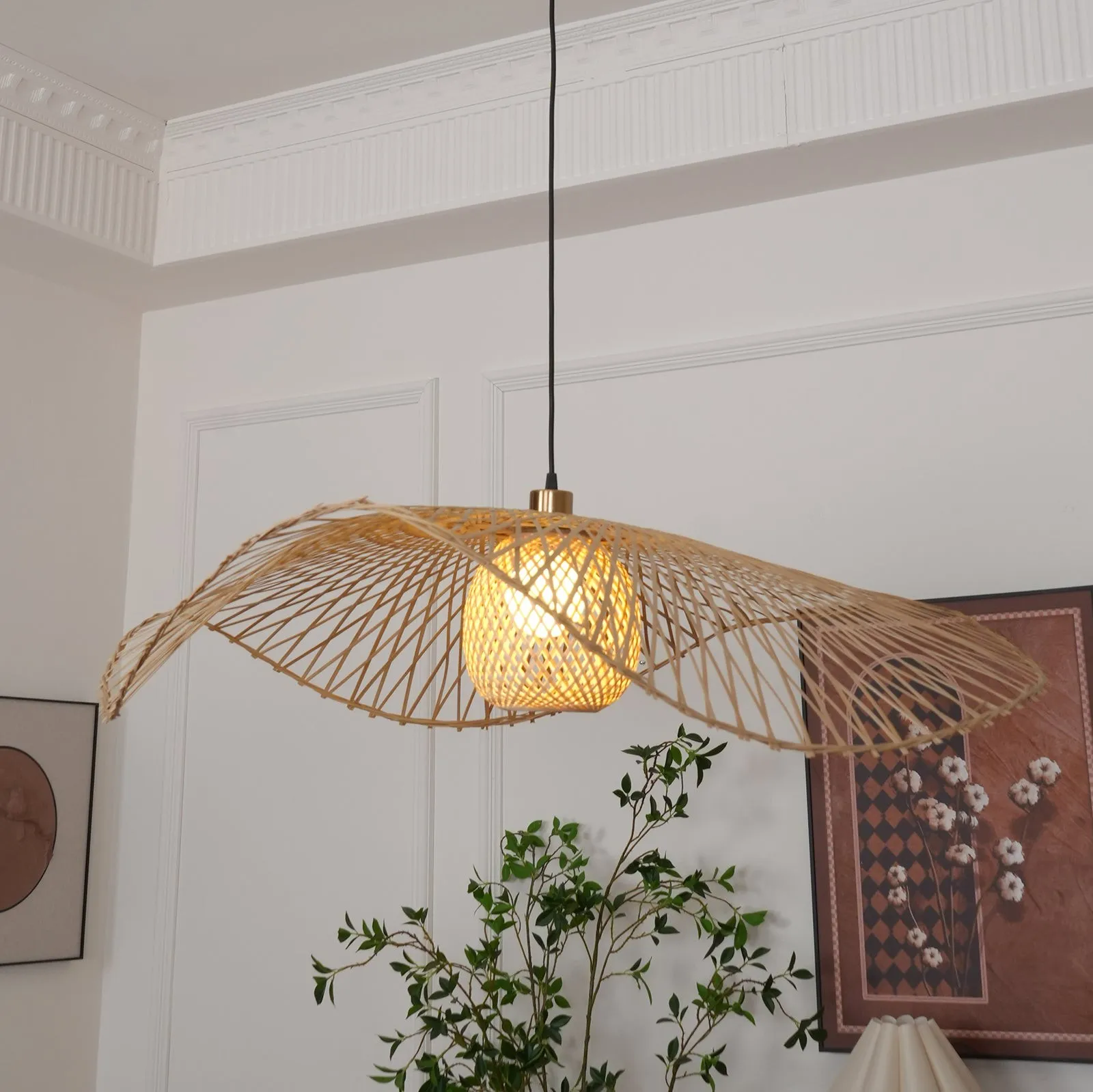 Bamboo Lotus Leaf Pendant Lamp P004