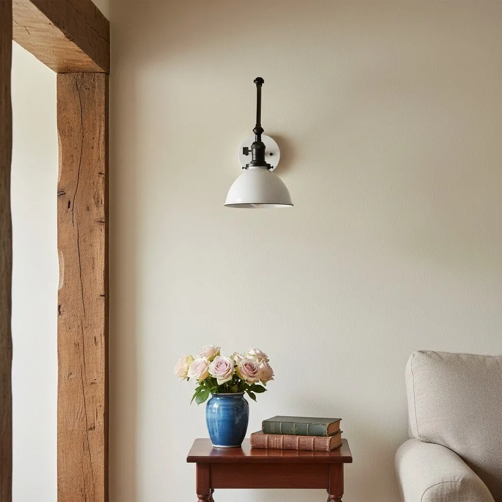 Conique Metal Vintage Industrial Swing Arm Wall Lamp - Adjustable Dome Shade for Study T313