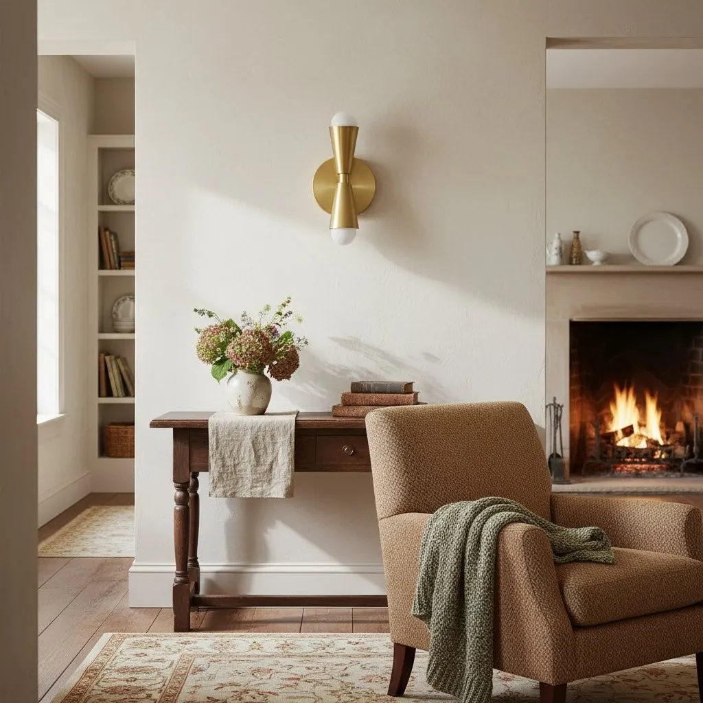 Pyralis  Cone Shade  Double Wall Light - Contemporary Living Room Glow T334