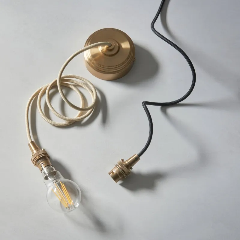 Plaitar Modern Brass Pendant Light - Minimalist Ceiling Fixture with Braided Cord for Hallways T993