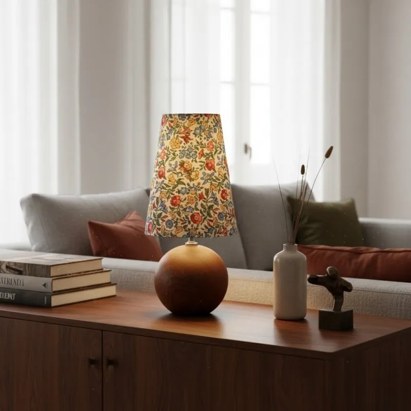 Florence Floral Table Lamp - Wood and Fabric Lamp for Living Rooms T550