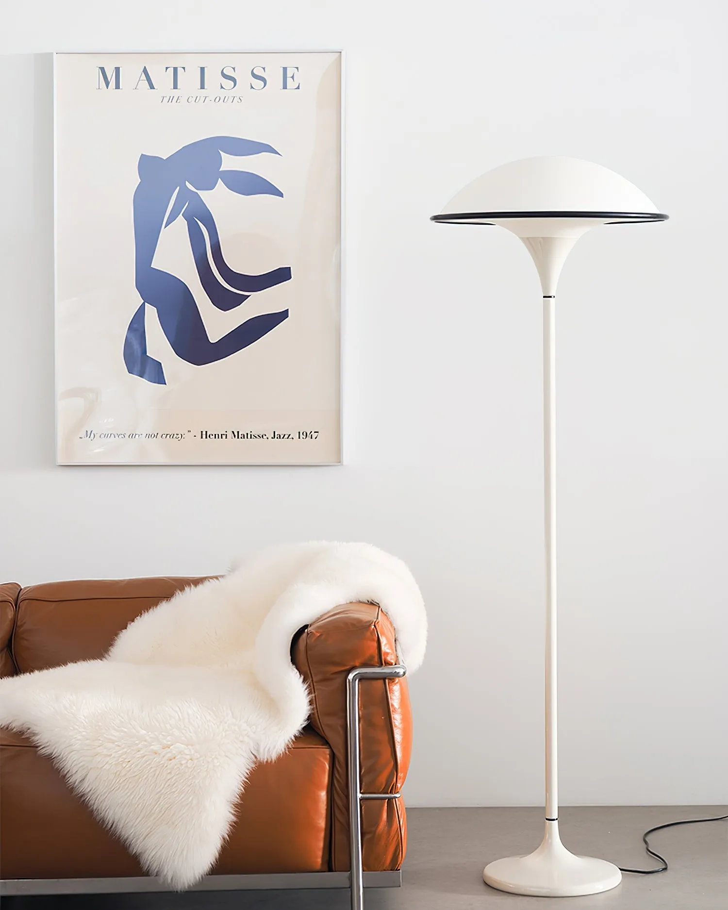 Danish Retro White Flying Saucer Floor Lamp M278